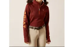 Ariat Youth Tek Team 1&sol;2 Zip Sweatshirt In Fired Brick