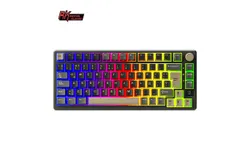 RK ROYAL KLUDGE M75 Phantom Mechanical Keyboard 2&period;4GHz&sol;Bluetooth&sol;USB-C Wired Gaming Keyboard 75&percnt; Layout 81 Keys Gasket Mounted with OLED Smart Display & Knob&comma; RGB Backlight Hot-Swappable Silver switch