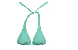 Pq Swim Pilyq Women Aqua Halter Tie Strap Triangle Cup Bikini Top Swimsuit In Aqua