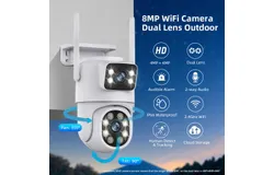 W7 Dual Lens Security Cameras Outdoor&comma;6MP PTZ WiFi Wireless Camera with 9&period;8Ft DC Cable for Home&comma;AI Human Tracking&comma;Full Color Night Vision&comma;Light Alarm&comma;IP66 Waterproof&comma;2-Way Audio&comma;24&sol;7 Record&comma;SD Slot