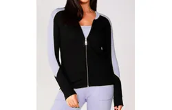 French Kyss Zip Bomber Jacket In Black&sol;lilac
