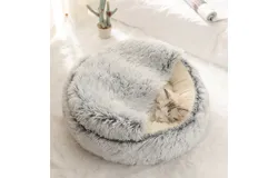 Pet kennel plush round cat kennel semi enclosed cat kennel dog kennel crystal plush cat kennel shell cat kennel pet kennel grey&plus;short plush 40 &ast; 40cm