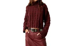 Free People Soul Searcher Moc Sweater In Wine