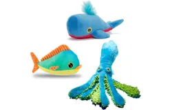Under The Sea Bundle 3 Toys for Medium and Large Dogs Squeaky Dog Toys&comma; Tug Toys&comma; Plush Chew Toys Maggie Mahi&comma; Shify Sid The Squid&comma; Moby Lick