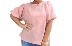 Vine & Love Bubble Sleve Top In Blush