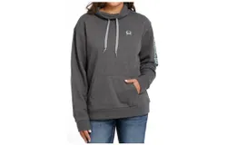 Cinch Funnel Neck Pullover Sweatshirt In Grey