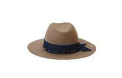 Hat Attack Charlotte Felt Fedora Hat In Taupe&sol;denim