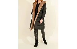 Molly Bracken Faux Fur Lined Long Jacket In Black