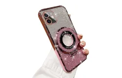 Phone case with glitter and stand&comma; specially designed for Apple 12ProMax Pink