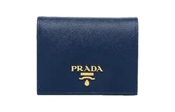Prada Womens Saffiano Multi-Color Folding Wallet Bluette Blue and Astrale