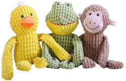 Pet Plush Animals Dog Squeak Toys Dog Chew Toys Pet Toys Combo Pet Soft Toy Frog Monkey Duck Small Medium Large Dog Toys Jollyes