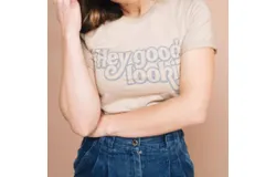 The Bee & The Fox Hey Good Looking Unisex Tee In Beige
