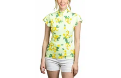 Kastel Denmark 1&sol;4 Zip Flutter Sleeve Sun Shirt In Lemon-Lime Cream