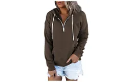 Turtleneck Pullover Women&apos;s Hoodie Spider Print Zip Up Hoodie Long Sleeve Oversized Sweatshirt Brown7 M