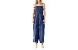 Dex Smocked Top Jumpsuit In Navy
