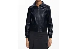 Desigual Faux Leather Biker Jacket In Black