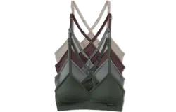 4 Pack Racerback Sports Bra V Neck for Women