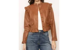 Central Park West Cillian Vegan Girly Moto Jacket In Saddle Brown