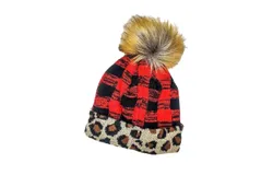 Panache Kid&apos;s Buffalo Beanie With Leopard Trim In Red
