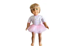Dress Rite 18" Doll Clothing White Flower Print Dance Leotard With Pink Skirt