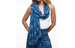 Paisley And Pomegranate Gypsy Chiffon Scarf In Indigo Spade With Stars