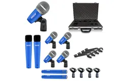 5 Core Drum Mic Kit 9 Piece Drumset Wired Dynamic Microphone Kick Bass&comma; Tom&sol;Snare & Cymbals Set