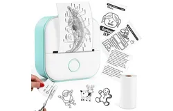 Phomemo Mini Printer - T02 Bluetooth Inkless Instant Printer&comma; Small Thermal Pocket Sticker Printer&comma; Portable Mobile Phone Picture Receipt Printers&comma; for Student&comma; green