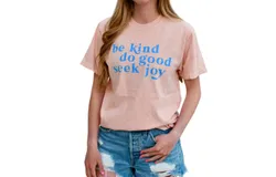 Storied Folk & Co&period; Be Kind&comma; Do Good&comma; Seek Joy Graphic Tee In Peachy