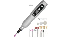 HARDELL Mini Cordless Rotary Tool Kit&comma;5-Speed and USB Charging with Accessories&comma;24PCS&lpar;Grey&rpar;