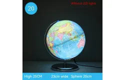 20/25cm World Map Globes With Led Light English Version World Globe Geography Educational Teaching Decor Supplies Back To School