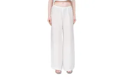 Leset Stella Wide Leg Sequin Linen Pant In White