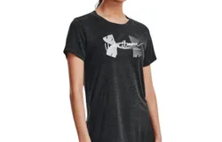 Under Armour Tech Twist Script Logo Tee In Black