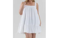 Kilo Brava Cotton Mini Slip Dress - Plus In White