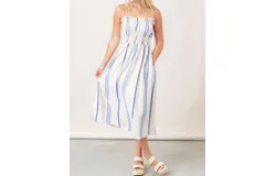 Steve Madden Oceanne Striped Midi Dress In Blue&sol;beige