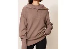 Lune Active Olly Half Zip Knit Cropped Sweater In Fossil