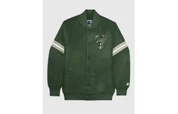 Starter Men&apos;s Milwaukee Bucks Satin Full-Snap Jacket In Green