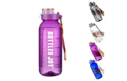 Water Bottle, BOTTLED JOY 1 Litre Sports Water Bottle with Time Markings and Reusable, 32 Oz Leakproof DUNDUN Water Bottle BPA-Free, Flip Top for Sports, Cycling, Camping