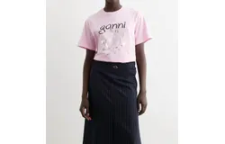Ganni Sachet Basic Jersey Sun Relaxed T-Shirt In Pink