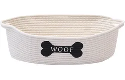 Dog toy baskets pet toy basket storage in small shallow stuff bin Perfect for collect puppy toys&comma; cat toy&comma; grooming stuff&comma; diapers&comma; bed&comma; for Bathroom&comma; Playroom&comma; Closet&comma; Home Beige