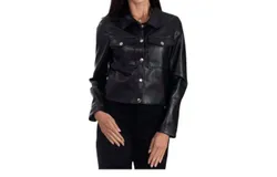 Nine West Women&apos;s Synthetic Leather Jacket In Black