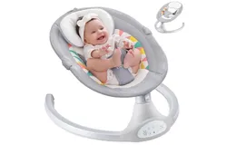 Baby Swings Electric Baby Swing Bluetooth Infant Swing Portable Rocker with 5 Speeds&comma; 1 Seat Position&comma; Remote Control&comma; Grey
