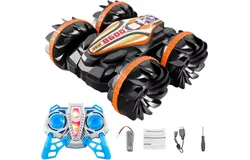Children&apos;S Amphibious Remote Control Toy Car&comma; Double-Sided Tumbling Stunt Gesture Gravity Sensing Toy Car&comma; Dual Remote Control &lpar;Watch Gravity Sensing&sol;Remote Control Sensing&rpar;&comma; Can Be Driving In The Water & 360 ° Flip Driving & Gesture Gravity Sensing & 2&period;4g Frequency High Signal