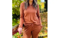 Astrologie Ribbed Hoodie In Nutmeg