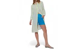 Vilagallo Rebecca Dress In Green Neon Stripes
