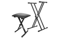Keyboard Stand Double X Style Adjustable Piano Riser &plus; Keyboard Piano Bench