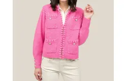 Ivy Jane Pearl Edge Cardigan In Hot Pink