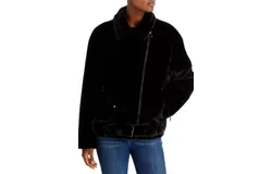 Vintage Havana Fur Moto Jacket In Black