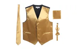 Gioberti Men&apos;s Formal 4pc Satin Vest Necktie Bowtie and Pocket Square