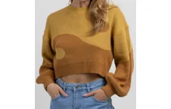 Blue Blush Yin Yang Sweater In Mustard