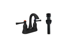 4 inch Centerset Black Bathroom Sink Faucet with Drain